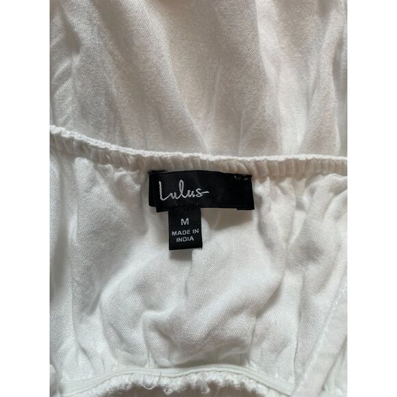 Lulus Imagination Cream Eyelet Lace Mini Dress Size M Cottage Vacation Boho - Picture 5 of 6